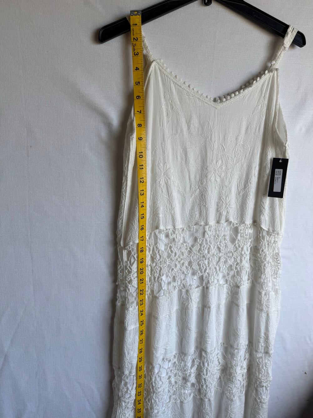 Lapis White Crochet Spaghetti Strap Tiered Maxi